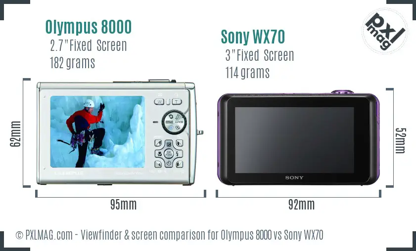 Olympus 8000 vs Sony WX70 Screen and Viewfinder comparison