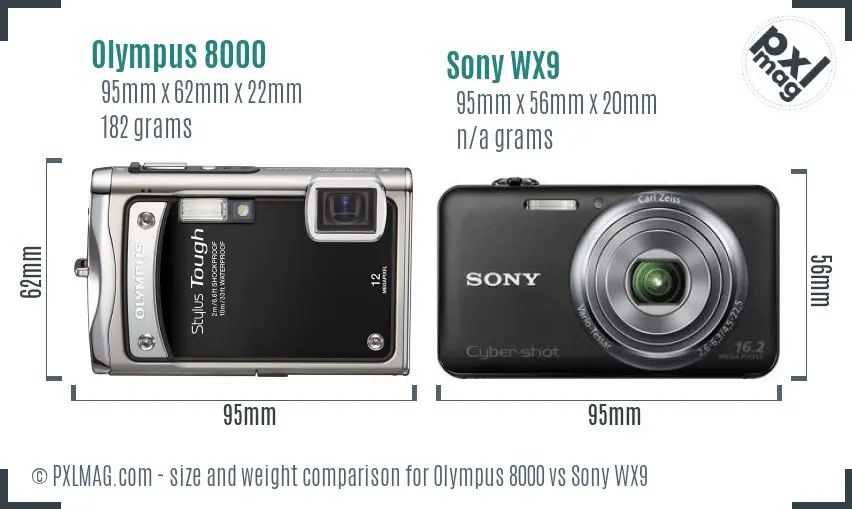 Olympus 8000 vs Sony WX9 size comparison