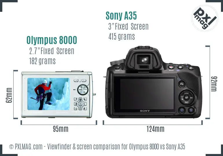 Olympus 8000 vs Sony A35 Screen and Viewfinder comparison