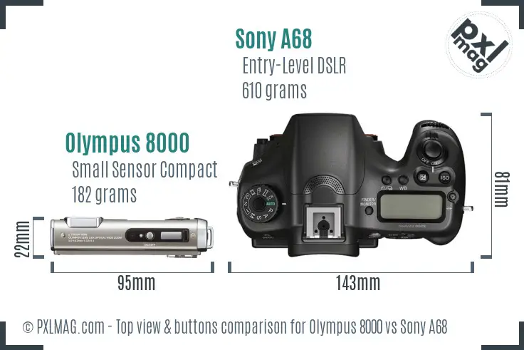 Olympus 8000 vs Sony A68 top view buttons comparison