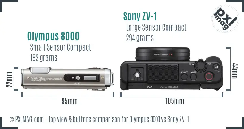 Olympus 8000 vs Sony ZV-1 top view buttons comparison