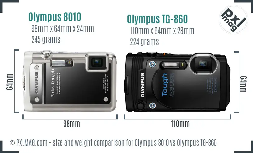 Olympus 8010 vs Olympus TG-860 size comparison