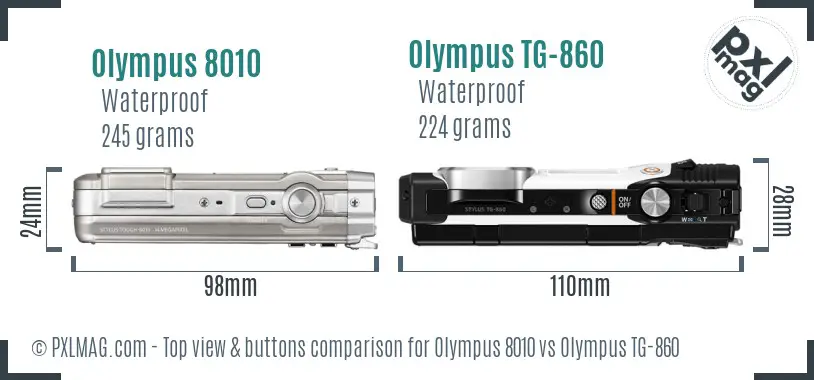 Olympus 8010 vs Olympus TG-860 top view buttons comparison