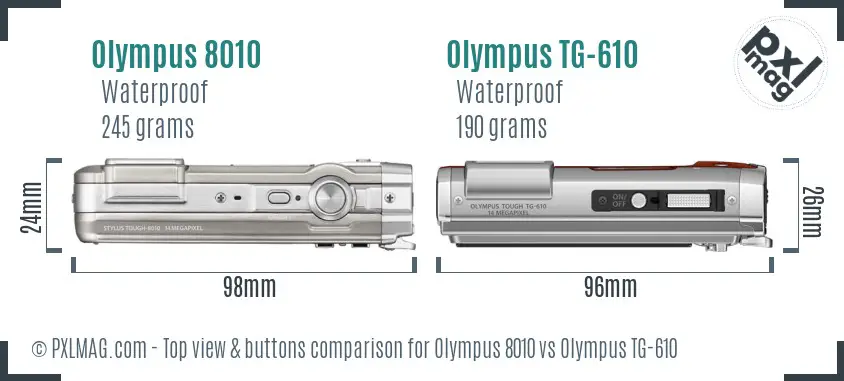 Olympus 8010 vs Olympus TG-610 top view buttons comparison