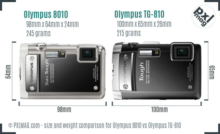 Olympus 8010 vs Olympus TG-810 size comparison