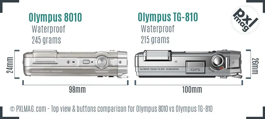 Olympus 8010 vs Olympus TG-810 top view buttons comparison