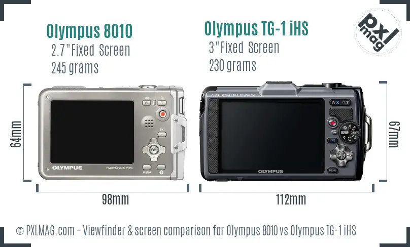 Olympus 8010 vs Olympus TG-1 iHS Screen and Viewfinder comparison