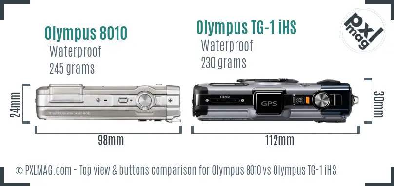 Olympus 8010 vs Olympus TG-1 iHS top view buttons comparison