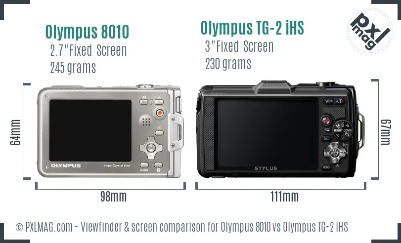 Olympus 8010 vs Olympus TG-2 iHS Screen and Viewfinder comparison