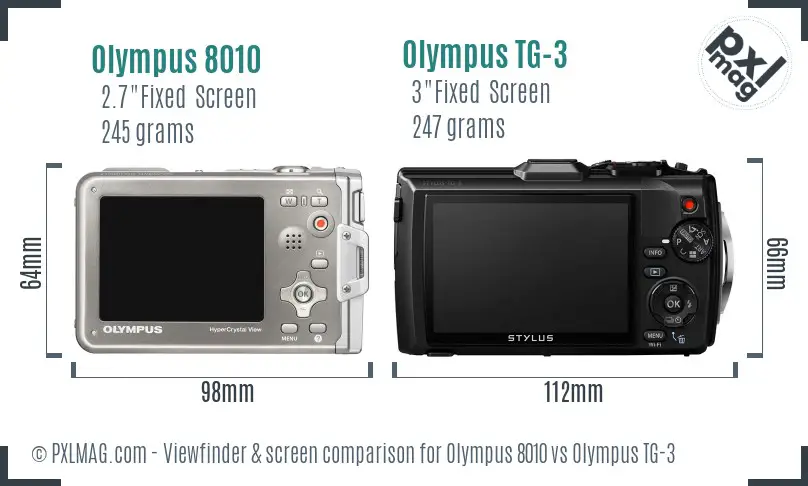 Olympus 8010 vs Olympus TG-3 Screen and Viewfinder comparison