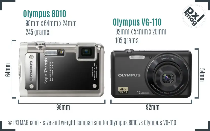 Olympus 8010 vs Olympus VG-110 size comparison