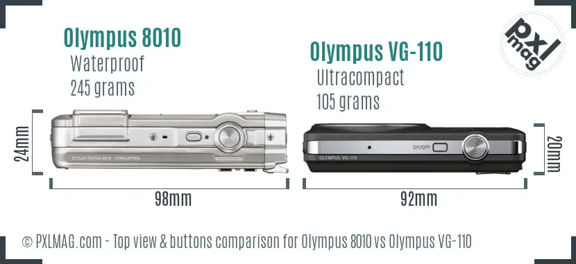 Olympus 8010 vs Olympus VG-110 top view buttons comparison
