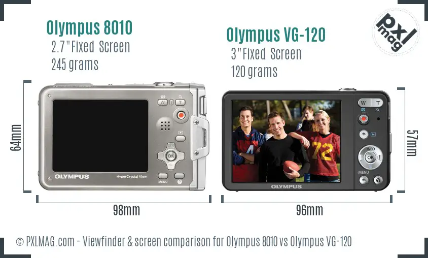 Olympus 8010 vs Olympus VG-120 Screen and Viewfinder comparison