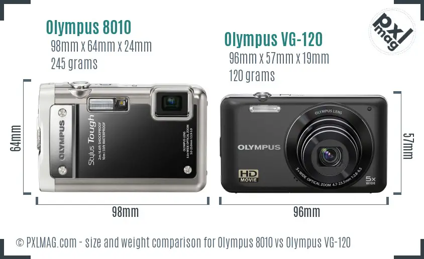 Olympus 8010 vs Olympus VG-120 size comparison