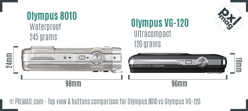 Olympus 8010 vs Olympus VG-120 top view buttons comparison