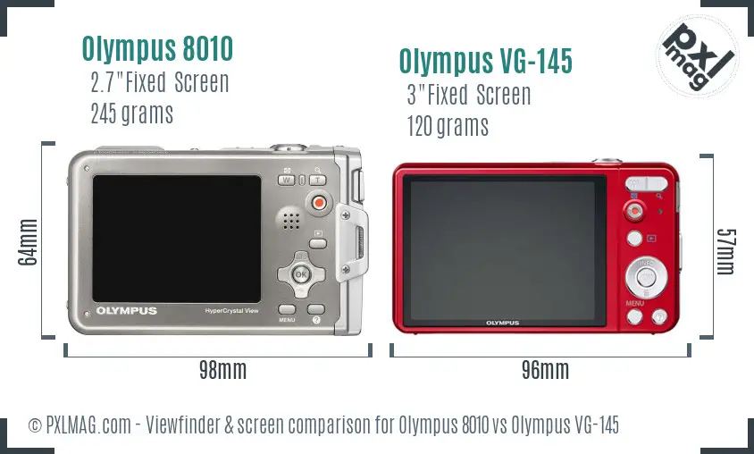 Olympus 8010 vs Olympus VG-145 Screen and Viewfinder comparison