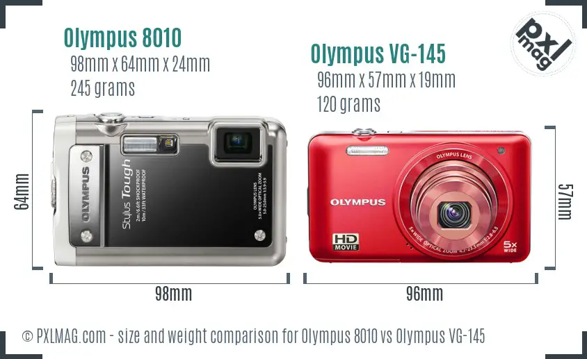 Olympus 8010 vs Olympus VG-145 size comparison
