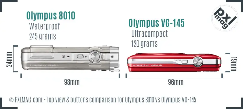 Olympus 8010 vs Olympus VG-145 top view buttons comparison