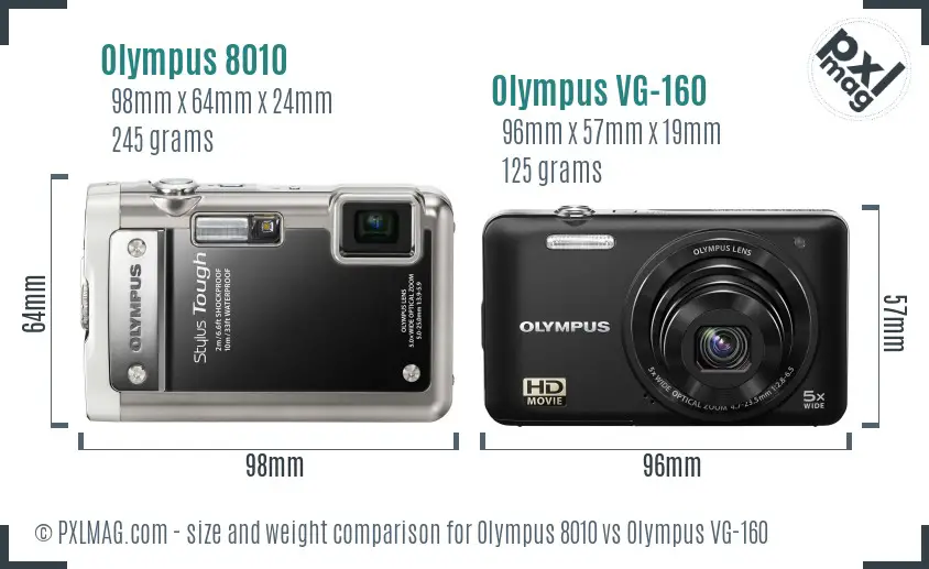 Olympus 8010 vs Olympus VG-160 size comparison