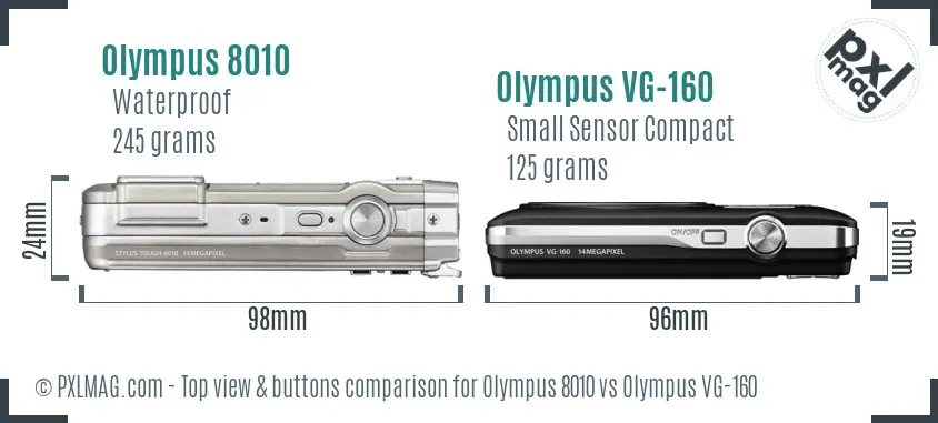 Olympus 8010 vs Olympus VG-160 top view buttons comparison