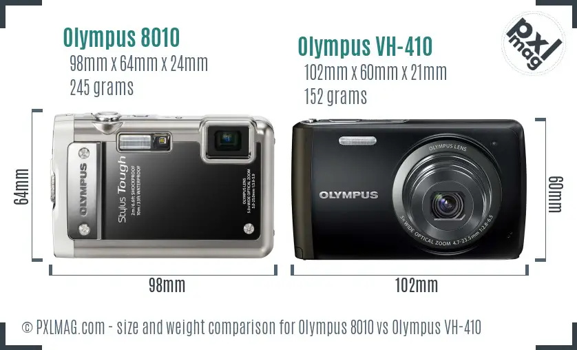 Olympus 8010 vs Olympus VH-410 size comparison