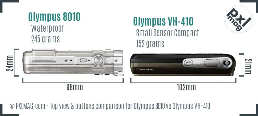 Olympus 8010 vs Olympus VH-410 top view buttons comparison