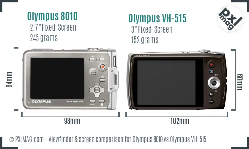 Olympus 8010 vs Olympus VH-515 Screen and Viewfinder comparison
