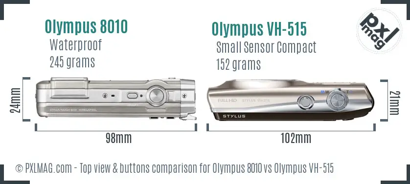 Olympus 8010 vs Olympus VH-515 top view buttons comparison