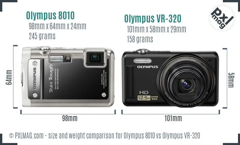 Olympus 8010 vs Olympus VR-320 size comparison