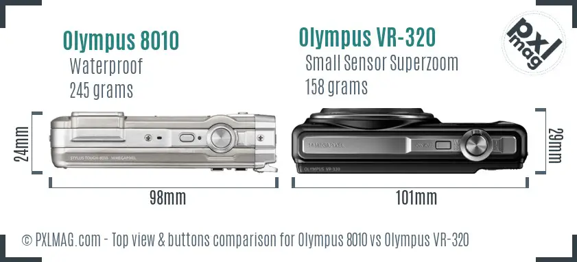 Olympus 8010 vs Olympus VR-320 top view buttons comparison