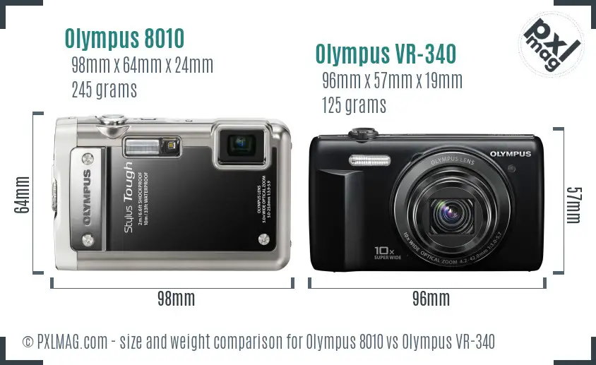 Olympus 8010 vs Olympus VR-340 size comparison