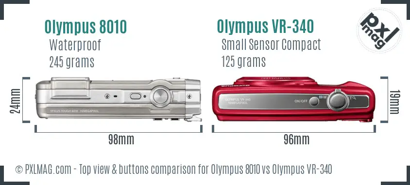 Olympus 8010 vs Olympus VR-340 top view buttons comparison