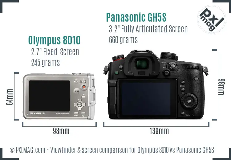 Olympus 8010 vs Panasonic GH5S Screen and Viewfinder comparison