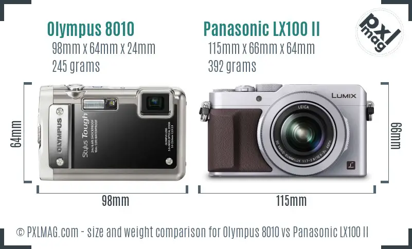 Olympus 8010 vs Panasonic LX100 II size comparison