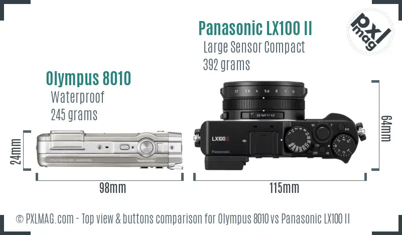 Olympus 8010 vs Panasonic LX100 II top view buttons comparison