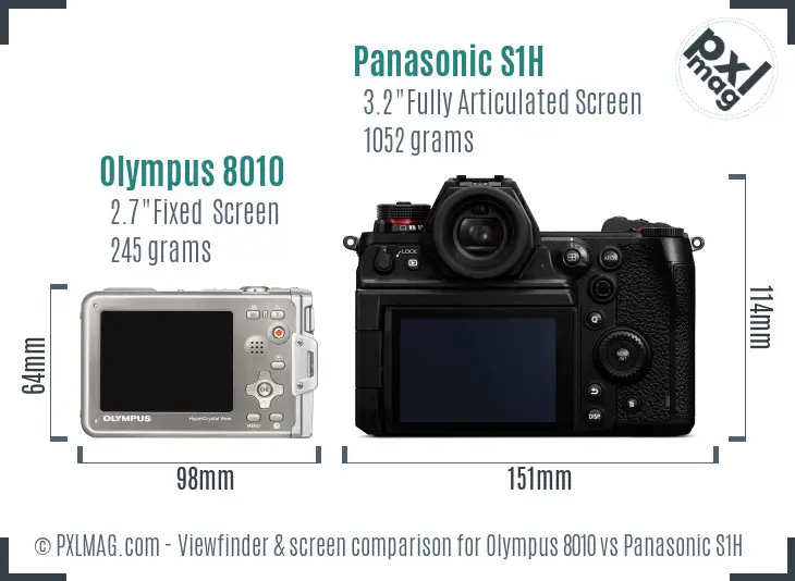Olympus 8010 vs Panasonic S1H Screen and Viewfinder comparison