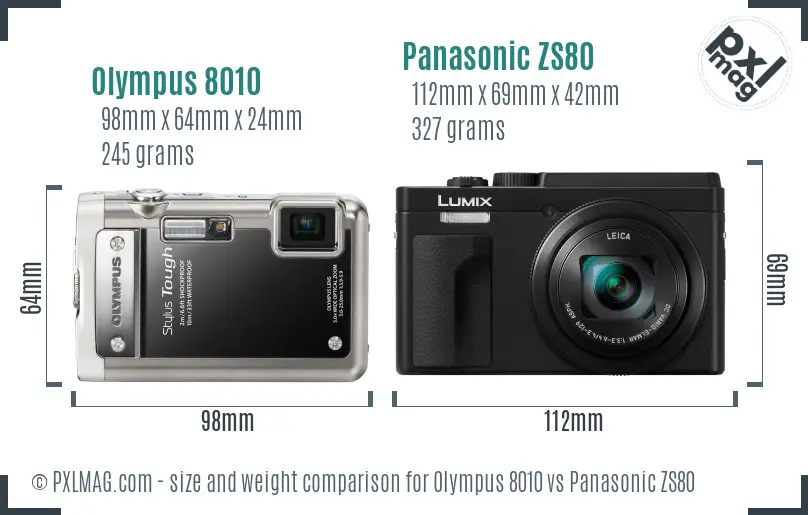 Olympus 8010 vs Panasonic ZS80 size comparison