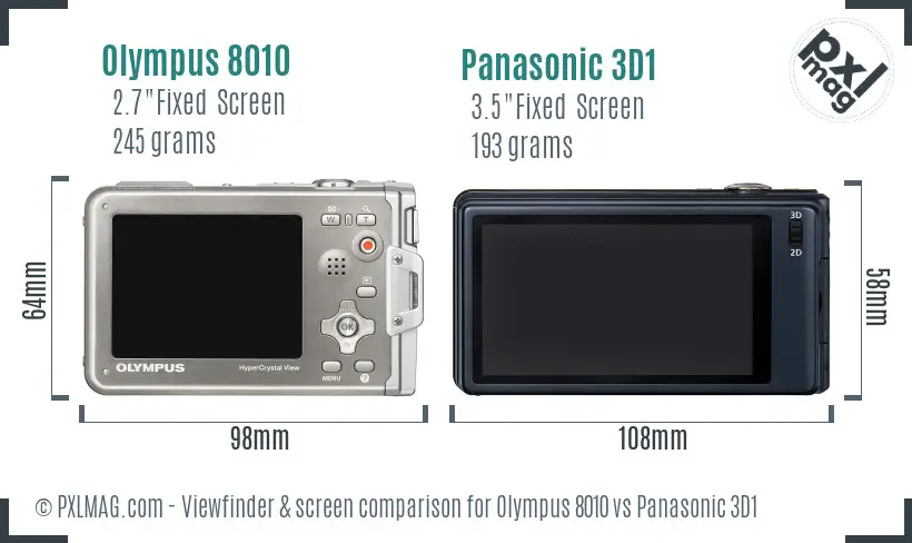 Olympus 8010 vs Panasonic 3D1 Screen and Viewfinder comparison