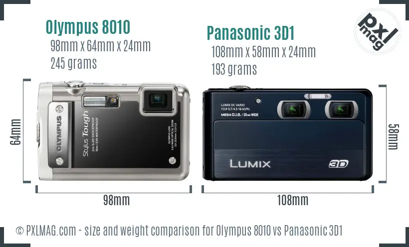 Olympus 8010 vs Panasonic 3D1 size comparison