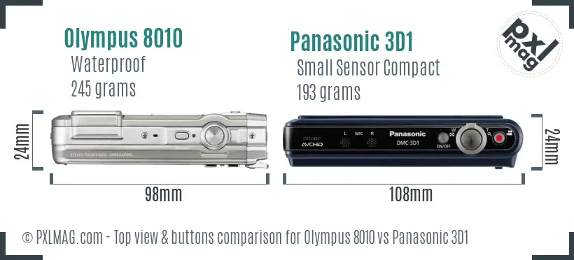Olympus 8010 vs Panasonic 3D1 top view buttons comparison
