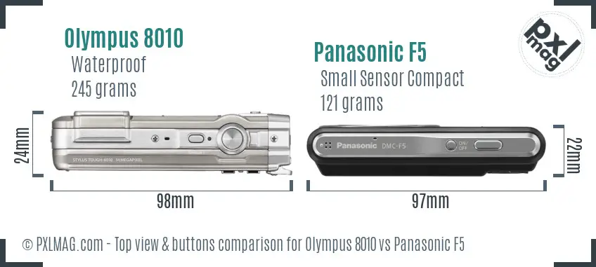 Olympus 8010 vs Panasonic F5 top view buttons comparison