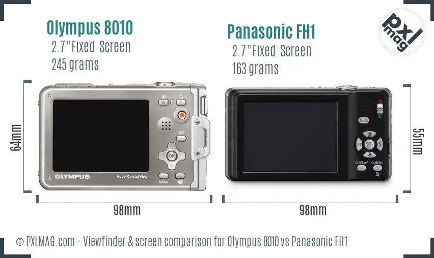 Olympus 8010 vs Panasonic FH1 Screen and Viewfinder comparison