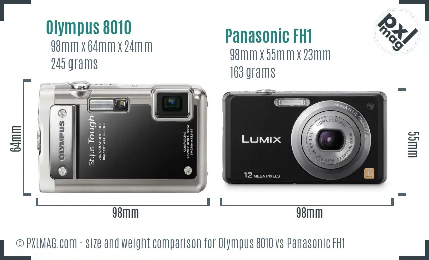 Olympus 8010 vs Panasonic FH1 size comparison