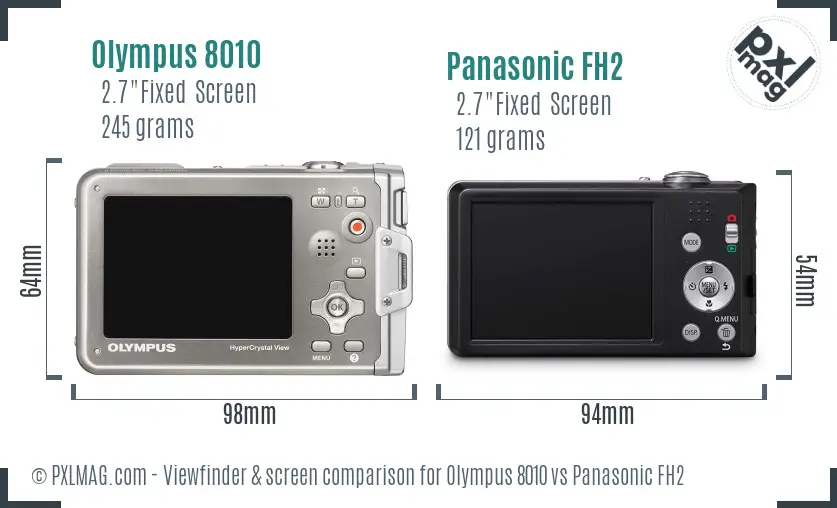 Olympus 8010 vs Panasonic FH2 Screen and Viewfinder comparison