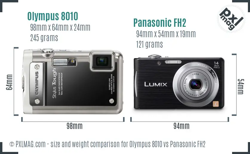 Olympus 8010 vs Panasonic FH2 size comparison
