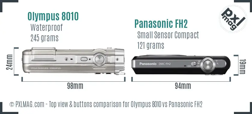 Olympus 8010 vs Panasonic FH2 top view buttons comparison