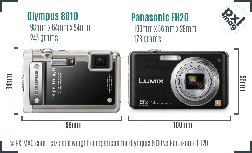 Olympus 8010 vs Panasonic FH20 size comparison