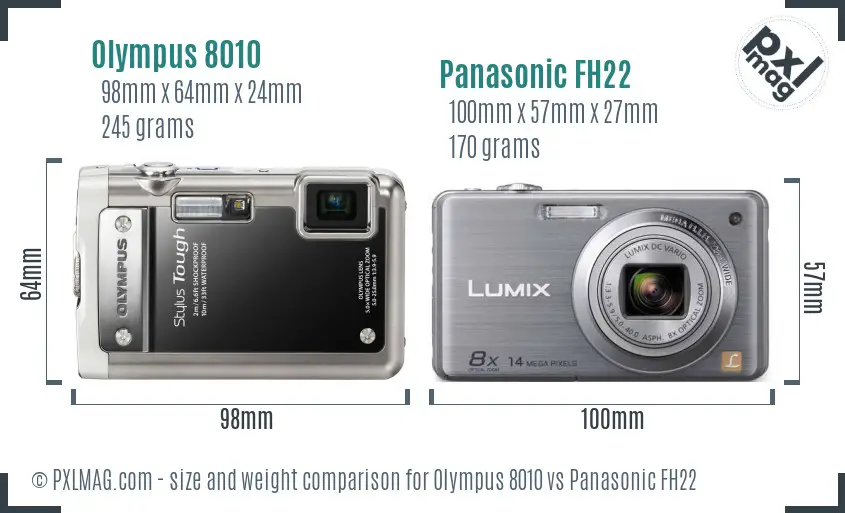 Olympus 8010 vs Panasonic FH22 size comparison