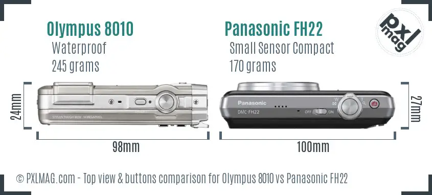 Olympus 8010 vs Panasonic FH22 top view buttons comparison