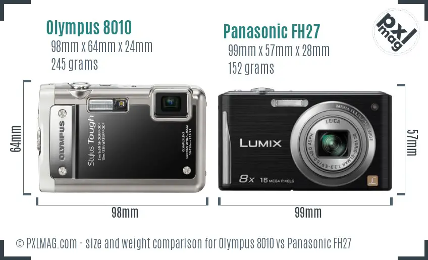 Olympus 8010 vs Panasonic FH27 size comparison